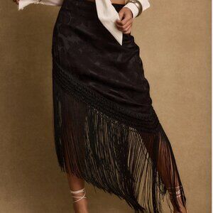 Asymmetrical Black Fringe Skirt